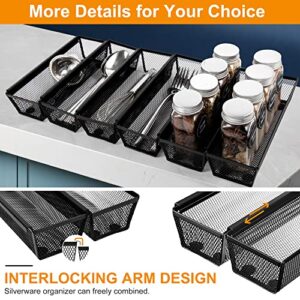 Silverware Drawer Organizer for Kitchen Interlocking Arm for Flatware