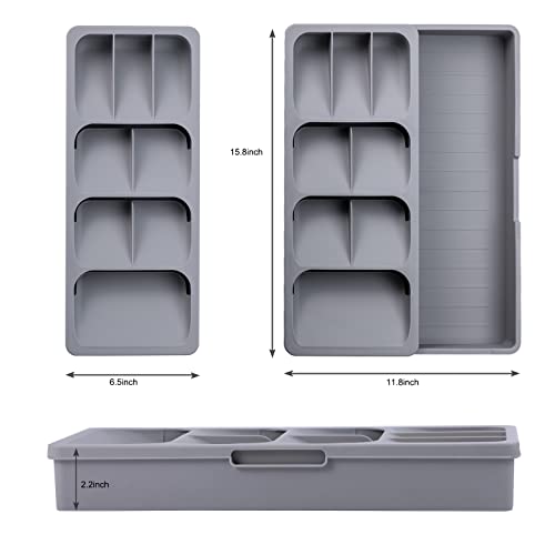 Silverware Drawer Organizer for Kitchen Interlocking Arm for Flatware