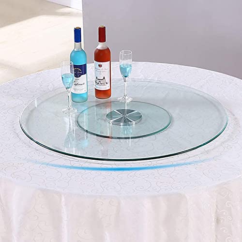 Lazy Susan Turntable Plate for Kitchen 19" 23" 27" 29" 31" 35" 39" Transparent Rotating Round Turntable with Aluminum Base, 360 Degree Swivel Dining Table Serving Tray, Thick: 8mm (Size : 70cm/27inch