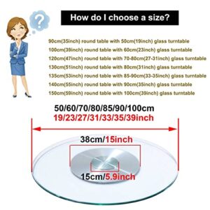 Lazy Susan Turntable Plate for Kitchen 19" 23" 27" 29" 31" 35" 39" Transparent Rotating Round Turntable with Aluminum Base, 360 Degree Swivel Dining Table Serving Tray, Thick: 8mm (Size : 70cm/27inch