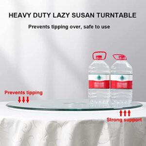 Lazy Susan Turntable Plate for Kitchen 19" 23" 27" 29" 31" 35" 39" Transparent Rotating Round Turntable with Aluminum Base, 360 Degree Swivel Dining Table Serving Tray, Thick: 8mm (Size : 70cm/27inch