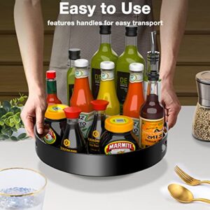 Lazy Susan Turntable Organizer - 12" Ultra Sturdy Metal Condiment Organizers for Table Cabinet Pantry Kitchen Refrigerator, Black, Pack of 3