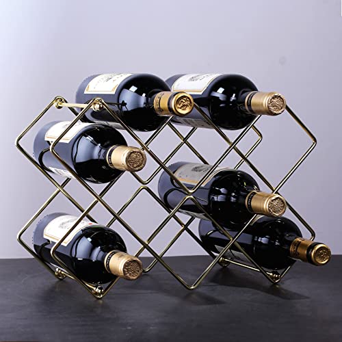 Drincarier 10 Bottle Wine Rack Freestanding Wine Rack,Wine Holder for Red White Wine Storage-Countertop Wine Rack-Metal Tabletop Wine Rack, Gold