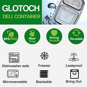 Glotoch 50 Pack 32 oz Meal Prep Container, 2 Compartment Food Containers with Lids To Go Containers, Black Plastic Containers for Lunch-Microwave, Freezer, Dishwasher Safe, Eco-Friendly