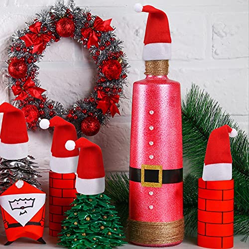 Kalekey 24 Pack Christmas Mini Hat Tableware Holders Christmas Socks Decorations Spoon Fork Bag Candy Pouch Bag for Xmas Party Tree Dinner Table Home Ornaments