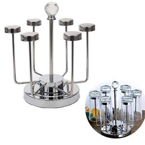 vivian rotating cup mug glass holder rack stainless steel 6 cups drying rack stand