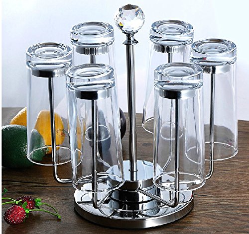 Vivian Rotating Cup Mug Glass Holder Rack Stainless Steel 6 Cups Drying Rack Stand