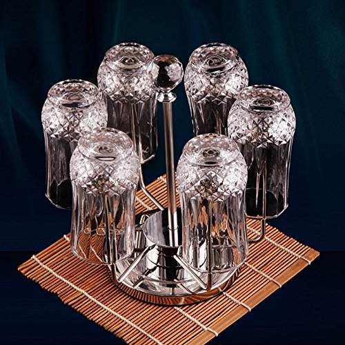 Vivian Rotating Cup Mug Glass Holder Rack Stainless Steel 6 Cups Drying Rack Stand