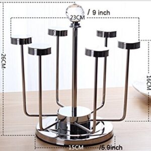 Vivian Rotating Cup Mug Glass Holder Rack Stainless Steel 6 Cups Drying Rack Stand