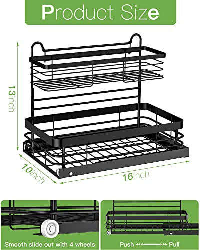 Under Sink Organizers and Storage, Uamector Under Sink Organizer 2 Tire Cabinet Organizer Shelf, Multi-Purpose for Under Kitchen Bathroom Sink Organizers and Storage, Under Sink Shelves