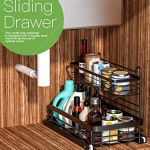 Under Sink Organizers and Storage, Uamector Under Sink Organizer 2 Tire Cabinet Organizer Shelf, Multi-Purpose for Under Kitchen Bathroom Sink Organizers and Storage, Under Sink Shelves