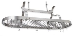 enclume premier scroll arm oval ceiling pot rack, stainless steel