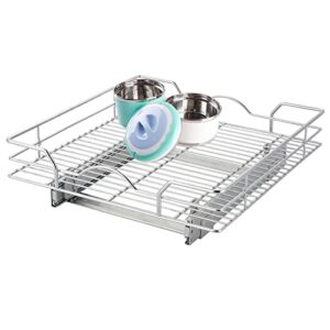 pull out cabinet organizer（14″w x 18″d x 5″h ), heavy duty pull out shelves for kitchen cabinets, chrome finish