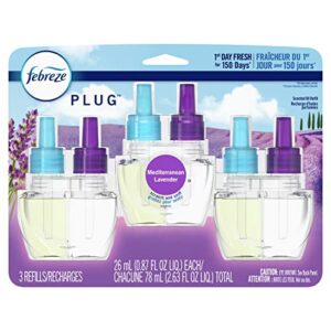 Febreze Odor-Fighting Fade Defy PLUG Air Freshener Refill, Mediterranean Lavender, (3) .87 fl. oz. Oil Refills