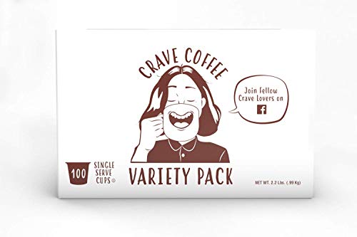 Crave Beverages Flavored Coffee Pods Sampler, Compatible with 2.0 K-Cup Brewers, Assorted Variety Pack, 100 Count