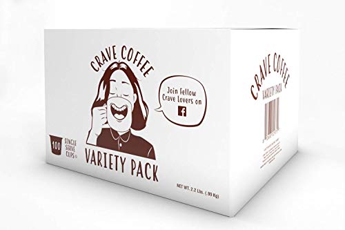 Crave Beverages Flavored Coffee Pods Sampler, Compatible with 2.0 K-Cup Brewers, Assorted Variety Pack, 100 Count