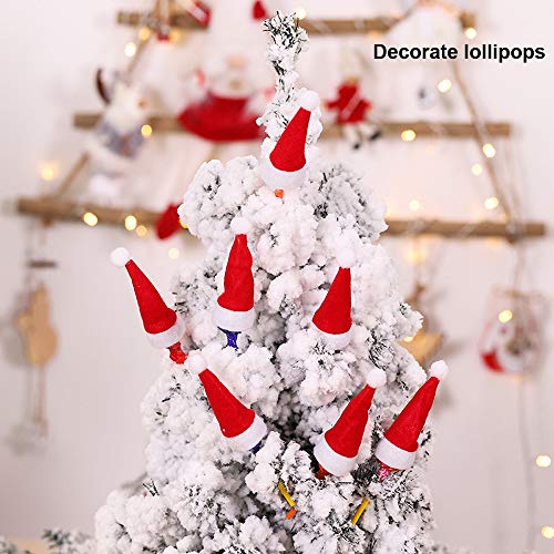 Christmas Santa Hats Silverware Holders - Xmas Party Dinner Table Dinnerware Decorations Supplies,for Candy, Red Wine Bottle, Lollipop, Knife Fork, 10PCS Mini Santa Hats