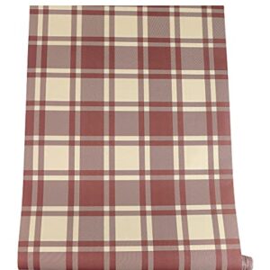 Self Adhesive Vinyl Vintage Red Plaid Drawer Liner Contact Paper for Kitchen Cabinets Dresser Drawer Table Cupboard Furniture Walls Crafts 17.7x117 Inches