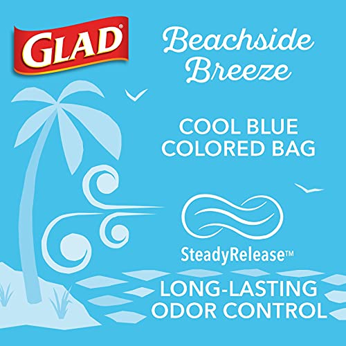 GLAD Small Drawstring Trash Bags, 4 Gallon Green Trash Bags for Small Kitchen or Office Trash Can, Beachside Breeze with Febreze Freshness to Eliminate Odors, 80 Count - Packaging May Vary