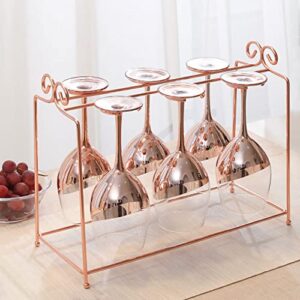 mygift modern copper metal wire countertop hanging wine glass holder, stemware display rack