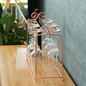 MyGift Modern Copper Metal Wire Countertop Hanging Wine Glass Holder, Stemware Display Rack