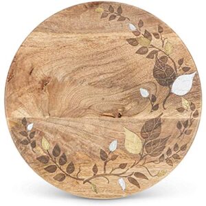 16″ brown leaves lazy susan turntable round rotating tray