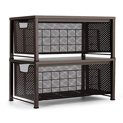 Bextsware Auledio Stackable Multi-Function Under Sink Cabinet Sliding Basket Organizer Drawer, Extra Large Capacity, Space Saving,Bronze