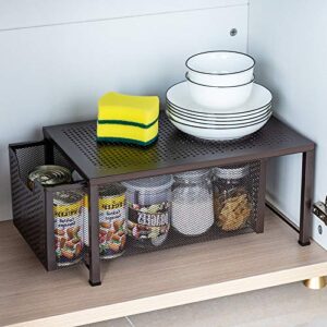 Bextsware Auledio Stackable Multi-Function Under Sink Cabinet Sliding Basket Organizer Drawer, Extra Large Capacity, Space Saving,Bronze