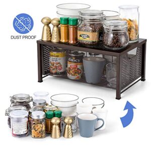 Bextsware Auledio Stackable Multi-Function Under Sink Cabinet Sliding Basket Organizer Drawer, Extra Large Capacity, Space Saving,Bronze