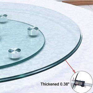 QQXX Round Tempered Glass Table Top,Thick Glass Lazy Susan Heavy Duty Turntable,Round Tabletop Serving Plate Transparent Rotating Serving Tray for Dining Table(60cm/23.6", Clear)