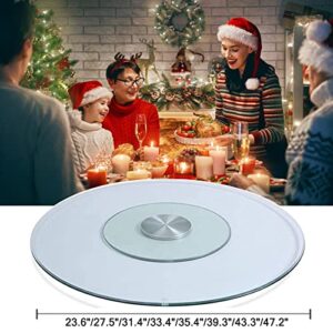 QQXX Round Tempered Glass Table Top,Thick Glass Lazy Susan Heavy Duty Turntable,Round Tabletop Serving Plate Transparent Rotating Serving Tray for Dining Table(60cm/23.6", Clear)