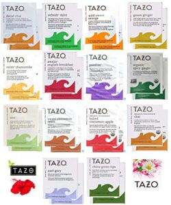tazo tea bags sampler assortment variety pack gift box – 42 count – 14 different flavors perfect variety – passion fruit, awake english breakfast, early grey, green, herbal, chai tea and more …