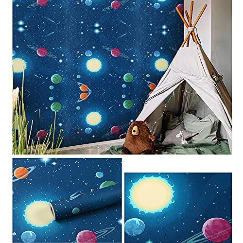 Yifasy Shelf Liner Universe Galaxy Self-Adhesive Drawer Paper Cartoon Wall Decor Kids Room Study Desk 118x17.7 Inch