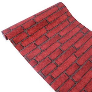 yifely red brick self adhesive shelf drawer liner door sticker rural wall covering paper easy to install 17.7inch by 9.8 feet