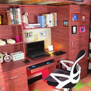 Yifely Red Brick Self Adhesive Shelf Drawer Liner Door Sticker Rural Wall Covering Paper Easy to Install 17.7inch by 9.8 Feet