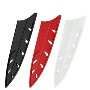 xyj knife sheath knife edge guards 3 pcs set for chef knife blade protector knife cover for stainless steel kitchen plastic knife case black white red