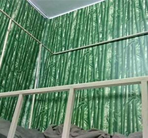 Green Bamboo Contact Paper self Adhesive Shelf Liner for Walls Cabinets Dresser Crafts Wall Paper Sticker (Green, 17.7 Inch by 9.8 Feet)