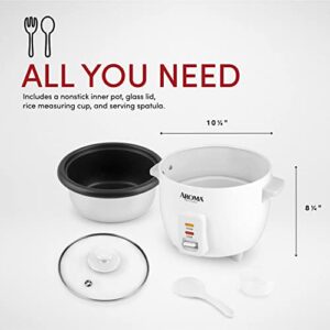 Aroma Housewares Aroma 6-cup (cooked) 1.5 Qt. One Touch Rice Cooker, White (ARC-363NG), 6 cup cooked/ 3 cup uncook/ 1.5 Qt.