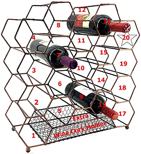 Bellaa 23424 Countertop Wine Rack 20 Bottle Wine Holder Wine Storage Cork Storage Modern Metal Wine Rack Wine Racks Countertop Small Wine Rack Wine Bottle Storage Tabletop Wine Rack