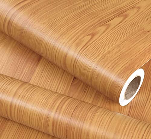 Yellow Wood Grain Contact Paper Self Adhesive Shelf Liner for Kitchen Cabinets Drawer Shelves Table Door 16" x 117"