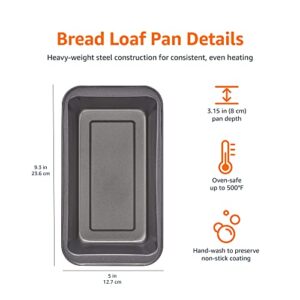 Amazon Basics Baking Bread Loaf Pan, 9.5 x 5 Inch, Set of 2
