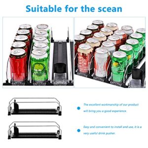 Drink Organizers 2pcs Plastic Soda Racks Can Organizers - Beer Can Dispensers Fridge Organizers for Convenience Stores Supermarket Home Refrigerator Pantry - Black, 12.4x3.5 Inch