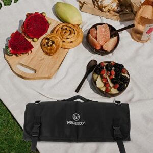 Chef Knife Bag Carry Pouch: Chef Knife Roll Bag Portable Knife Carrier with Shoulder Strap Oxford Cloth Cutlery Bag for Outdoor Camping Black