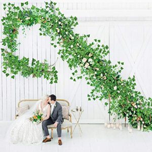 CQURE 12 Pack 84Ft Artificial Ivy Garland, Fake Vines UV Resistant Greenery Leaves Fake Plants Hanging Aesthetic Vines for Home Bedroom Party Garden Wall Room Decor