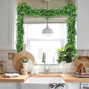 CQURE 12 Pack 84Ft Artificial Ivy Garland, Fake Vines UV Resistant Greenery Leaves Fake Plants Hanging Aesthetic Vines for Home Bedroom Party Garden Wall Room Decor