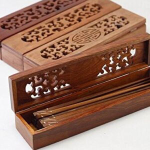 Black Temptation [Flower] Wooden Chopsticks Box Flatware Storage Box Cutlery Organizer Case