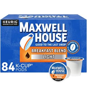 maxwell house breakfast blend light roast k-cup coffee pods (84 pods)