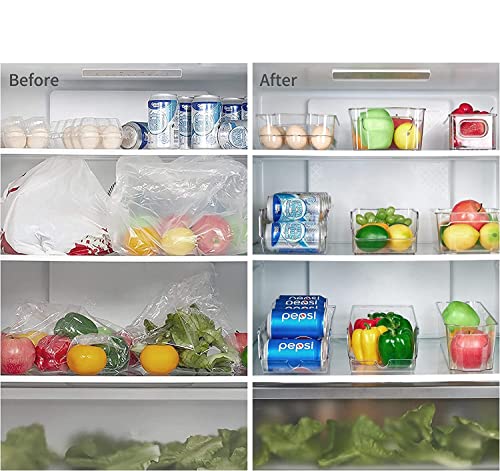 LUXHOUSE 2 Pack Refrigerator Organizer Bin Pop Soda Can Beverage Holder for Fridge, Freezer, Kitchen Countertops, Cabinets - Clear Plastic Can Dispenser, Fruit,Veggie,Canned Food Pantry Storage Rack