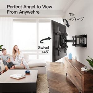 Pipishell TV Wall Mount Full Motion for Most 37-75 Inch LED LCD OLED TVs, Wall Bracket TV Mount Articulating Swivel Tilt Extension Leveling Holds up to 132lbs Max VESA 600x400mm Fits 12/16" Wood Stud