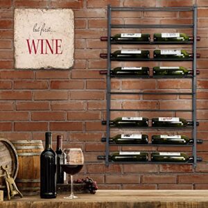 AQAREA Wine Rack Wall Mounted Wine Rack (Black/Metal) 20 Bottle Wine Rack Wall Mounted, Assembled Wall Wine Storage Holder